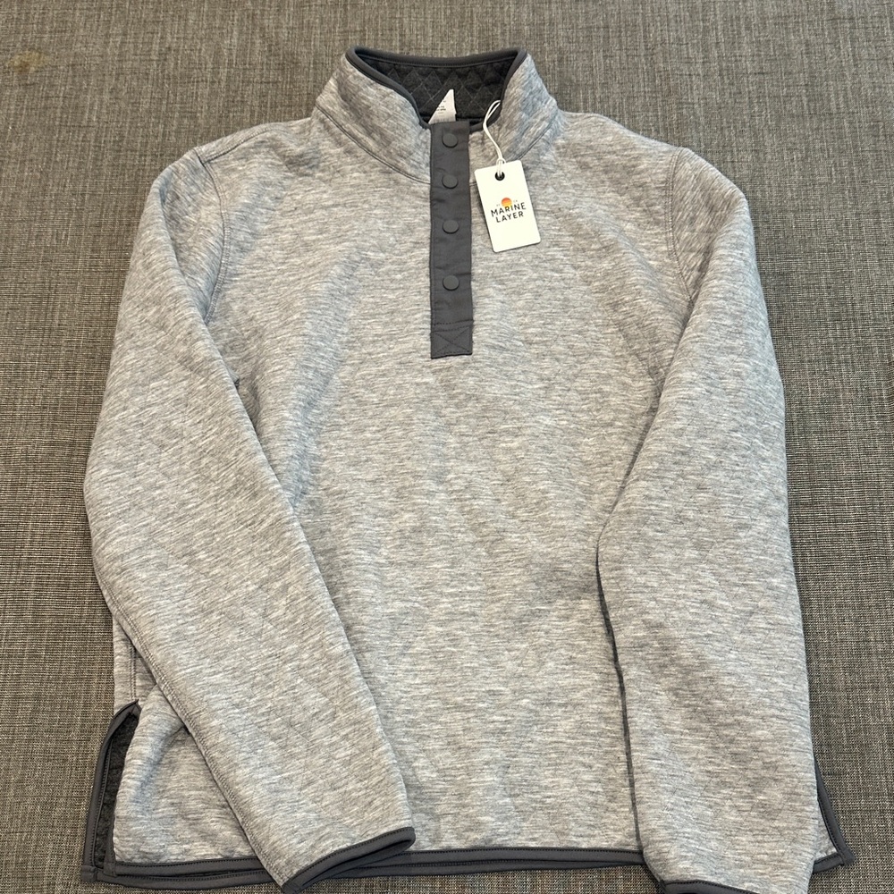 NWT Marine Layer Reversible Corbet Pullover Charcoal/ Gray Medium